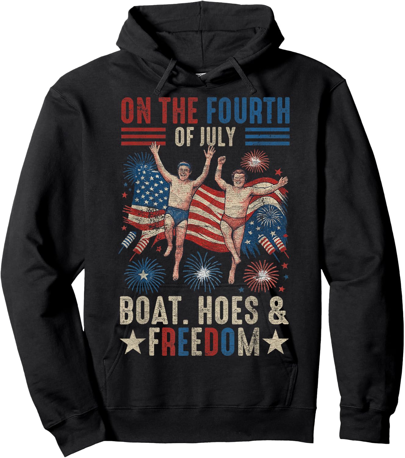 On The Fourth Of July Boats, Hoes & Freedom Hoodie - Hoodie | Black