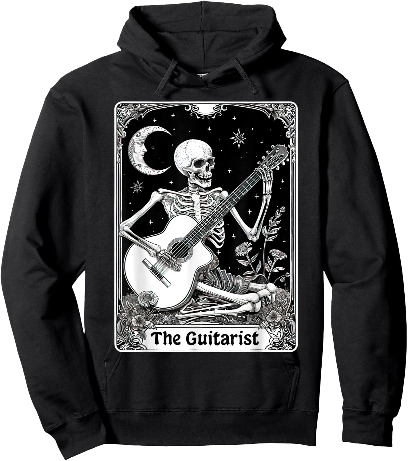 The Guitarist Tarot Card Funny Skeleton Playing Guitar Hoodie - Hoodie | Black