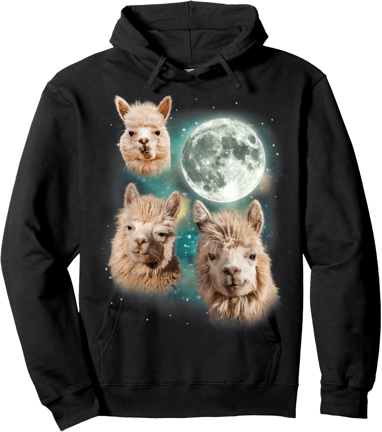 Three Alpacas Howling At The Moon | Alpaca Farm Owner Parody Hoodie - Hoodie | Black