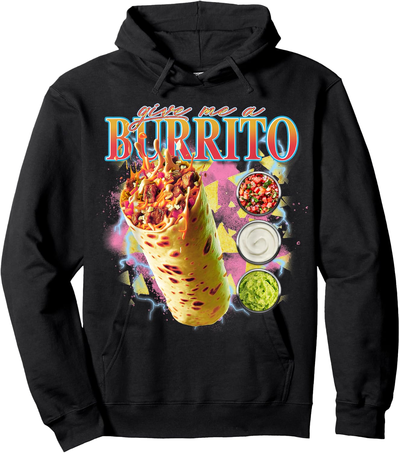 Give Me A Burrito 90s Bootleg Rap Rock Concert Hoodie - Hoodie | Black