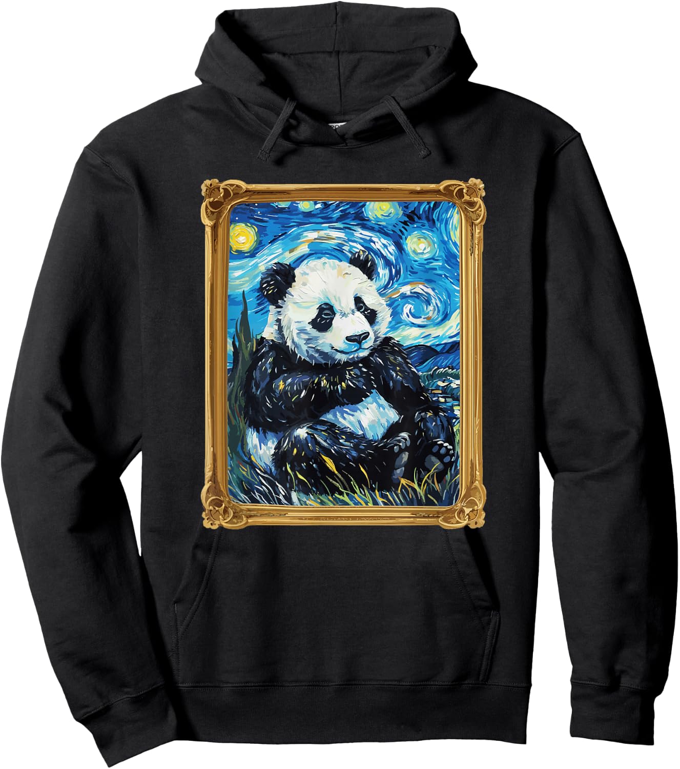 Starry Night Famous Painting Panda Hoodie - Hoodie | Black