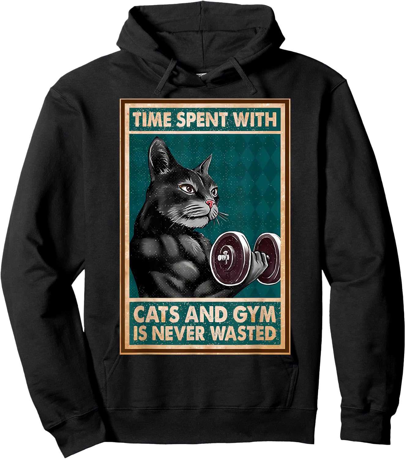 Time Spent With Cats And Gym Is Never Workout Bodybuilding Hoodie - Hoodie | Black