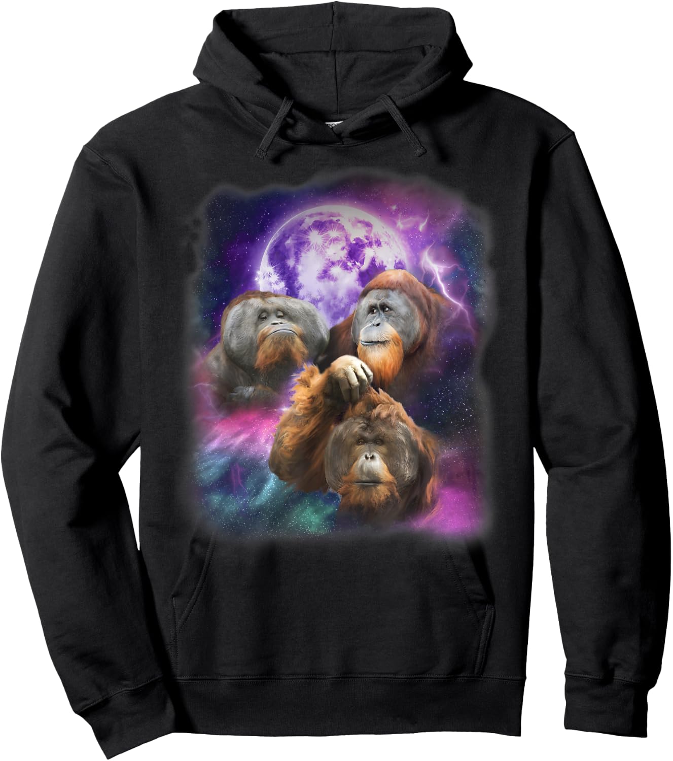 Orangutans Howling at the Moon Shirt - Funny Orangutan Hoodie - Hoodie | Black
