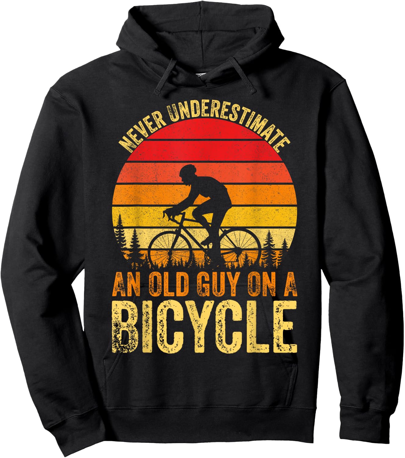 Never Underestimate An Old Guy On A Bicycle Vintage Cycling Hoodie - Hoodie | Black
