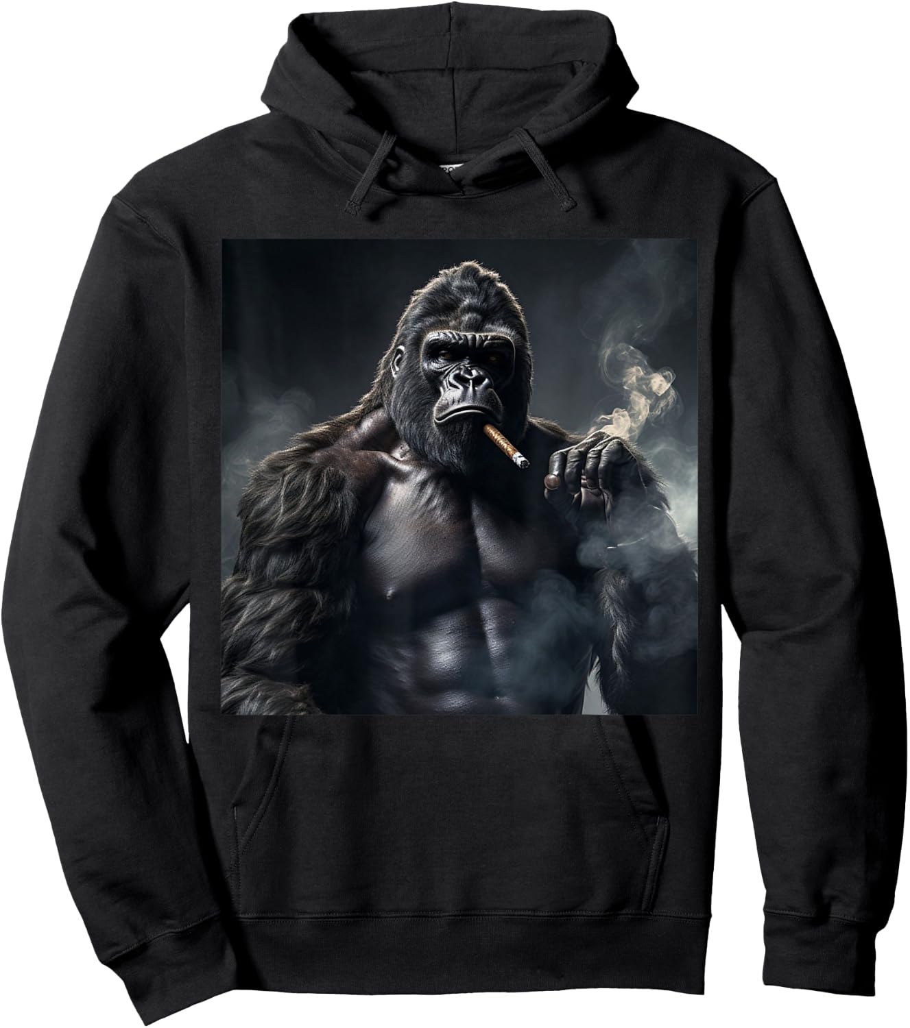Funny Monkey Cigar Gorilla Smoking Cigarette Animal Lover Hoodie - Hoodie | Black