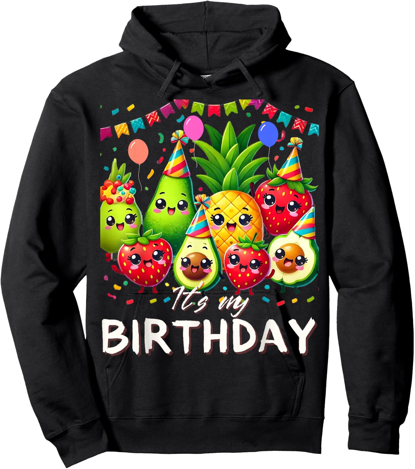 My Birthday Toddler Kids Birthday Boy Girl Funny Fruit Hoodie - Hoodie | Black