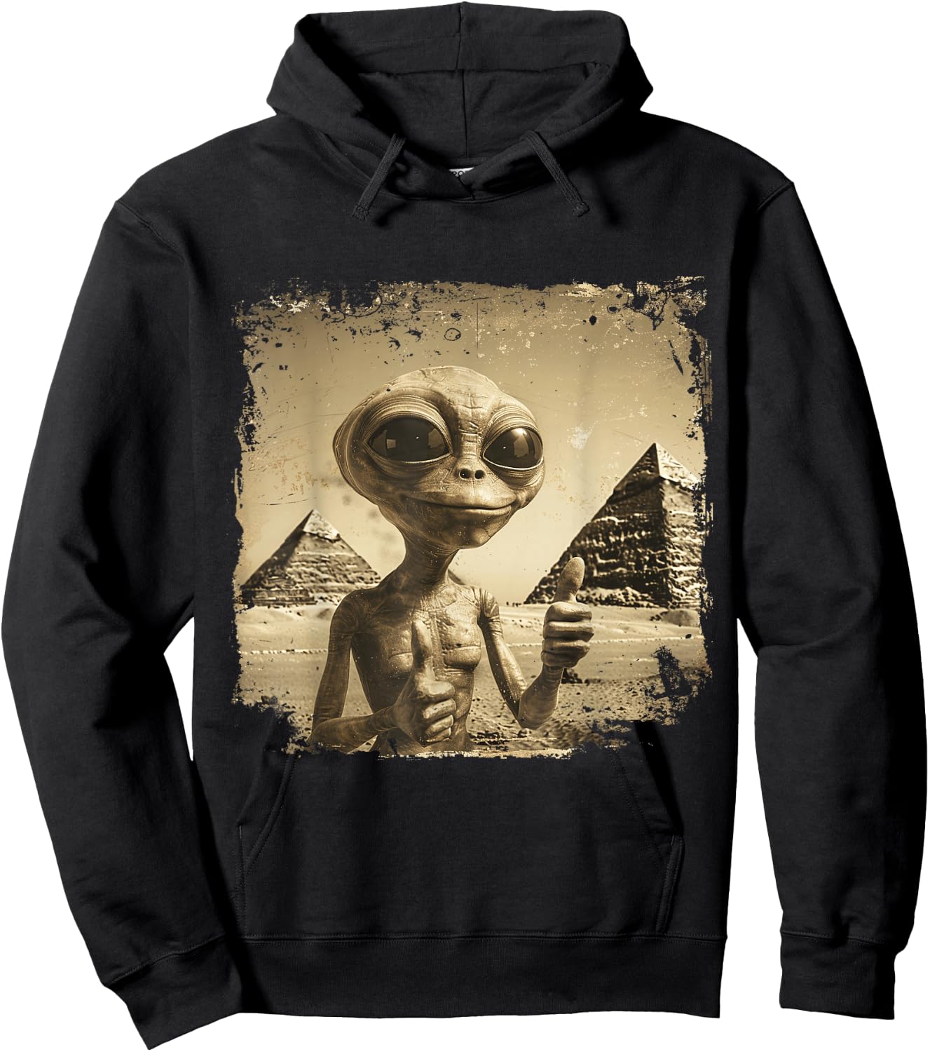 Alien Face Ancient Pyramids Thumbs Sci-Fi Egypt Hoodie - Hoodie | Black