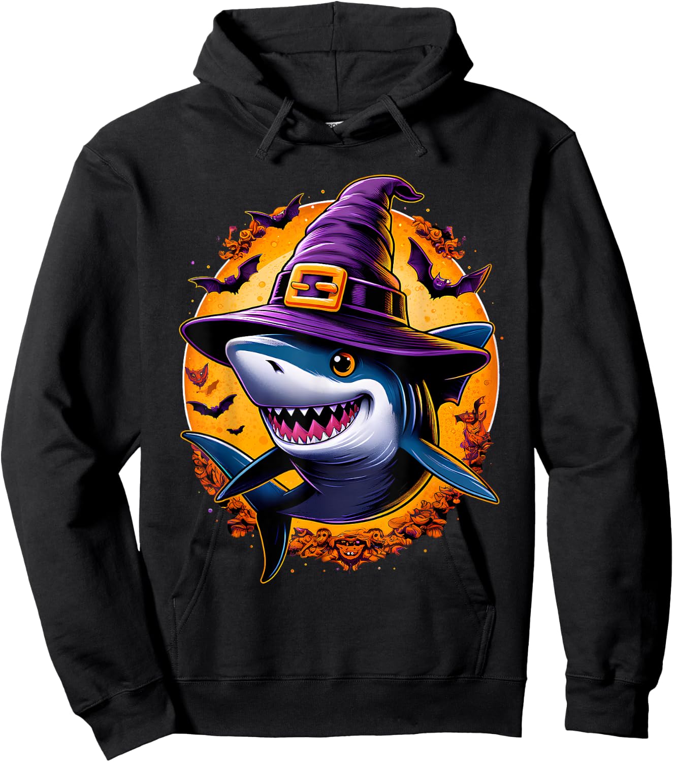 Shark Witch Funny Halloween Men Women Kids Hoodie - Hoodie | Black