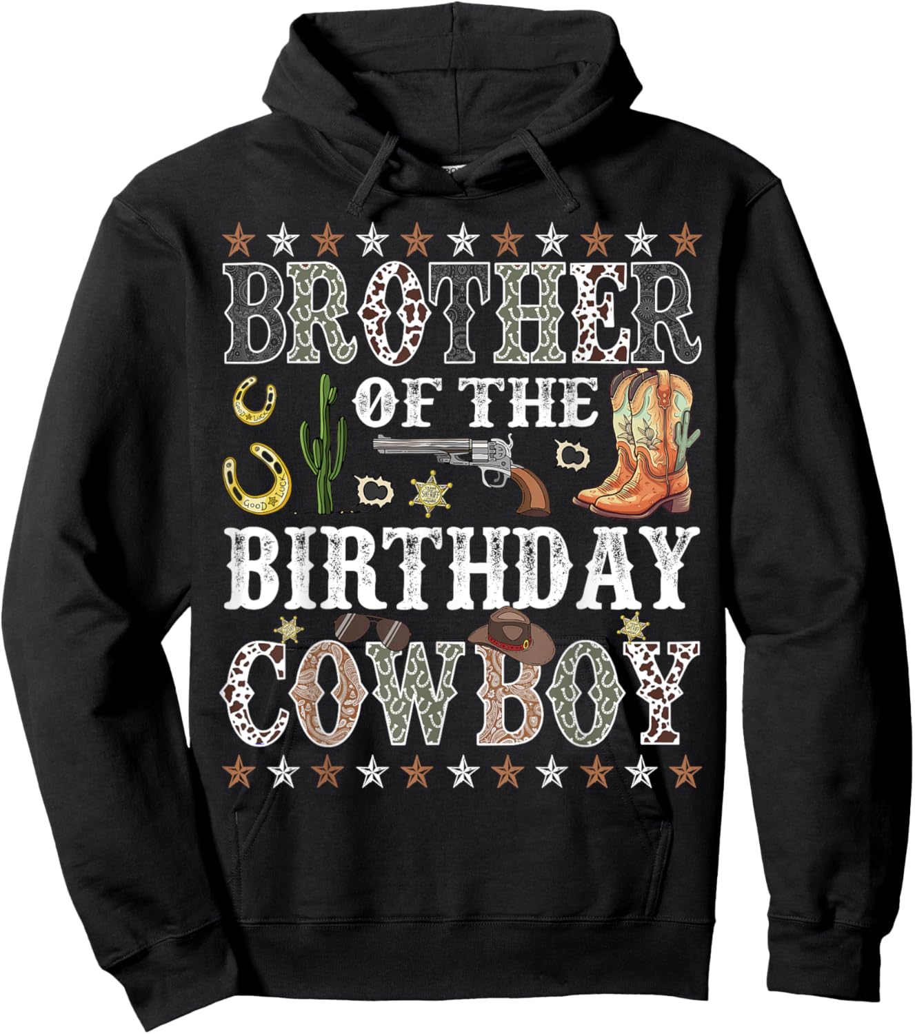 Brother Of The Birthday Cowboy Rodeo Brother Hoodie - Hoodie | Black