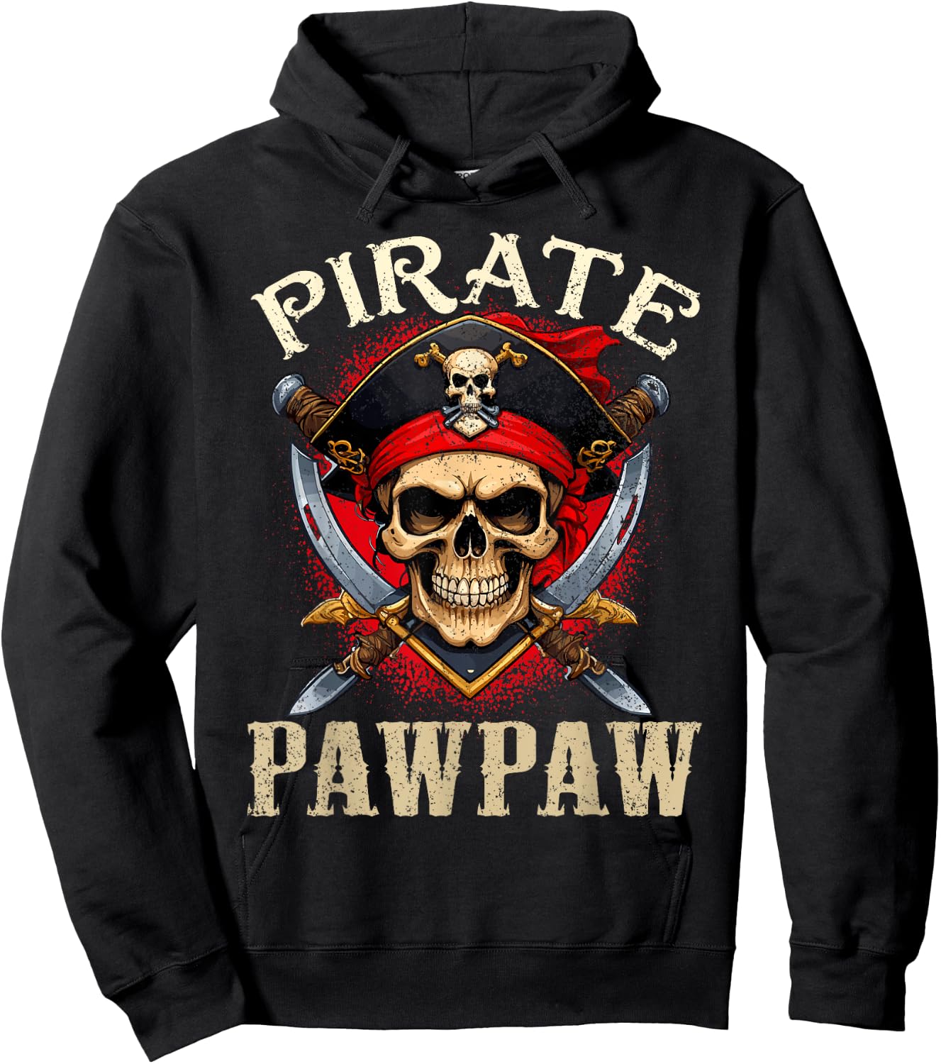 Pirate Pawpaw Skull Jolly Roger Halloween Pirate Family Hoodie - Hoodie | Black