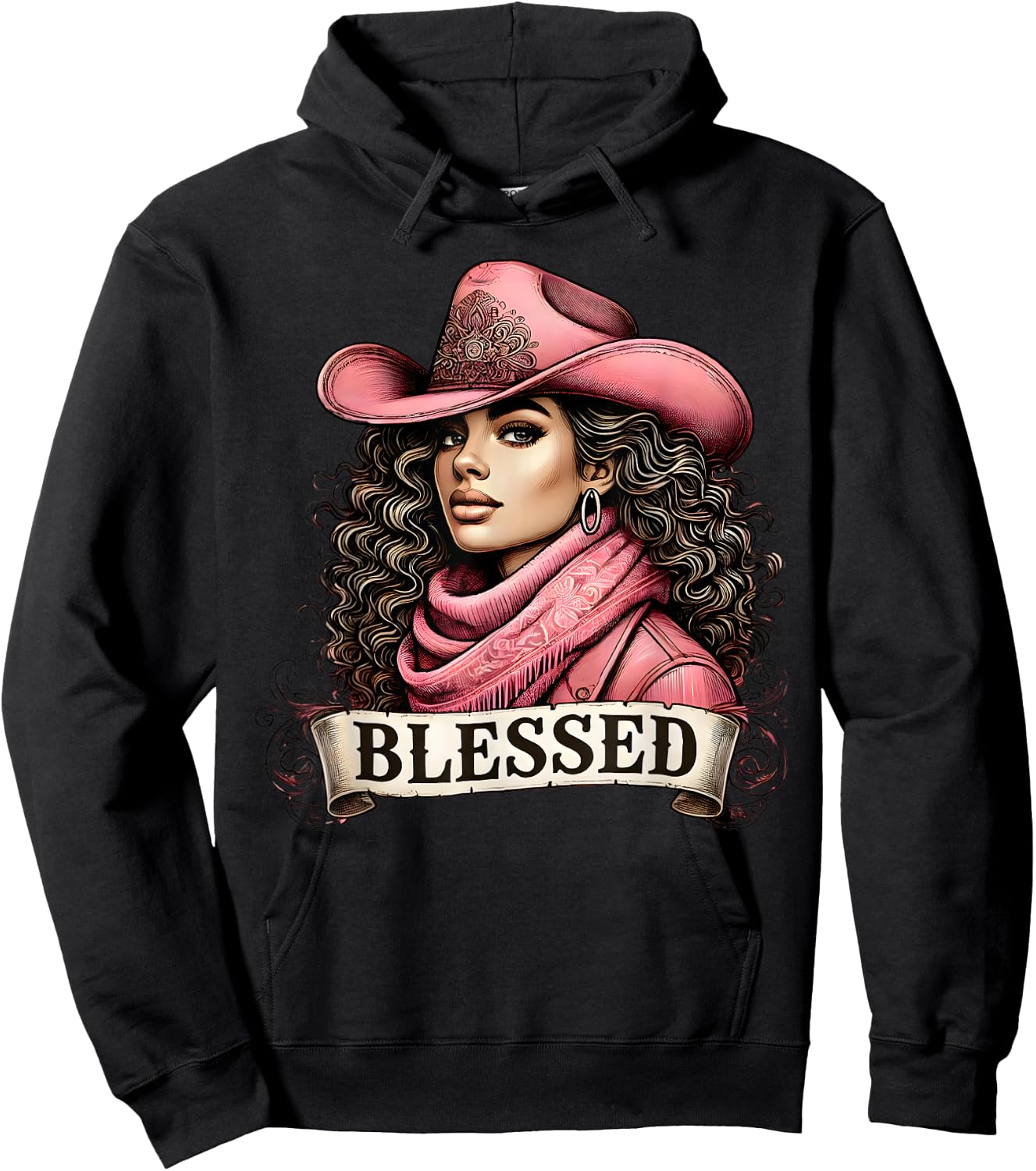 Blessed Black Cowgirl Christian Black Cowgirl Western Texas Hoodie - Hoodie | Black