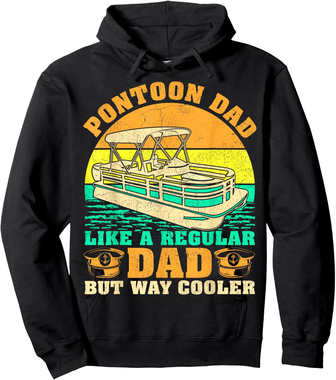 Pontoon Dad Like A Regular Dad Vintage Pontoon Captain Hoodie - Hoodie | Black