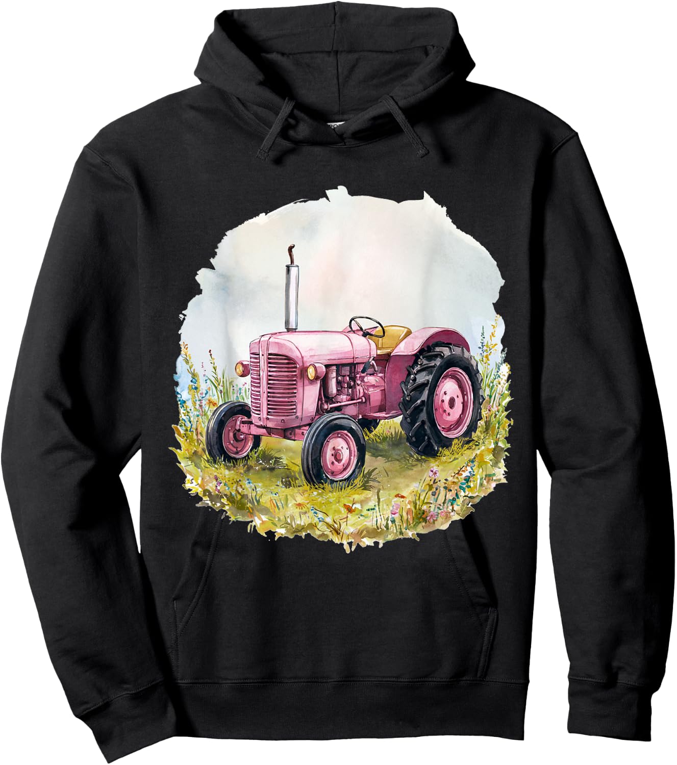Farm Girl Pink Tractor Women design Hoodie - Hoodie | Black