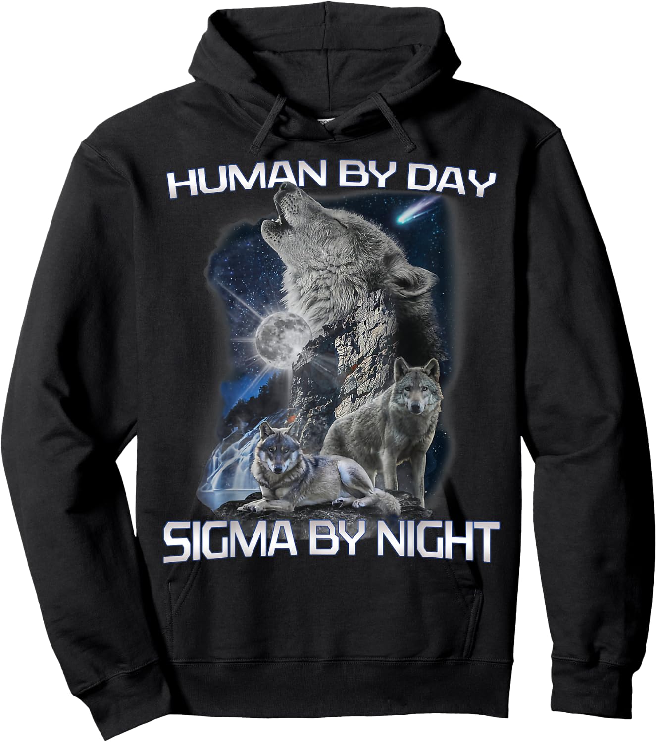 Human By Day Sigma By Night Alpha Wolf Men And Women Hoodie - Hoodie | Black