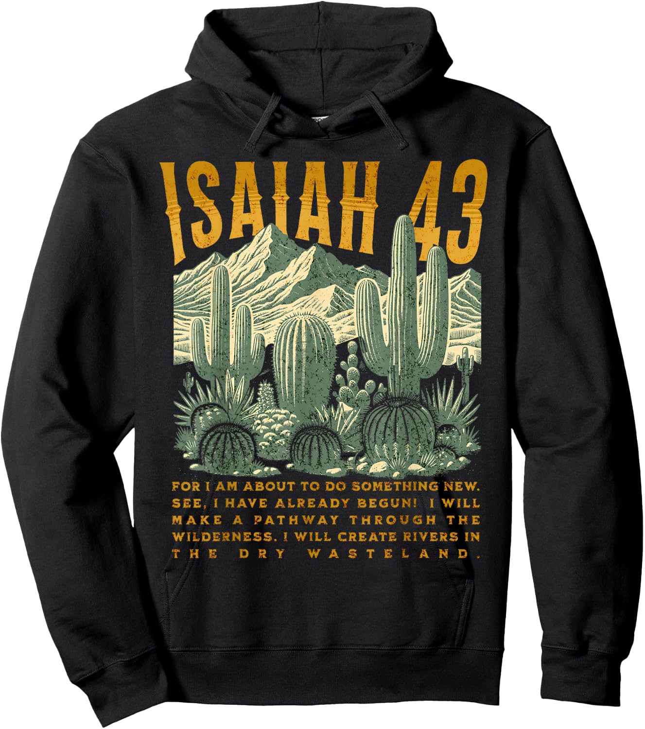 Boho Christian Bible Verse Trendy Jesus Southwest Cactus Hoodie - Hoodie | Black