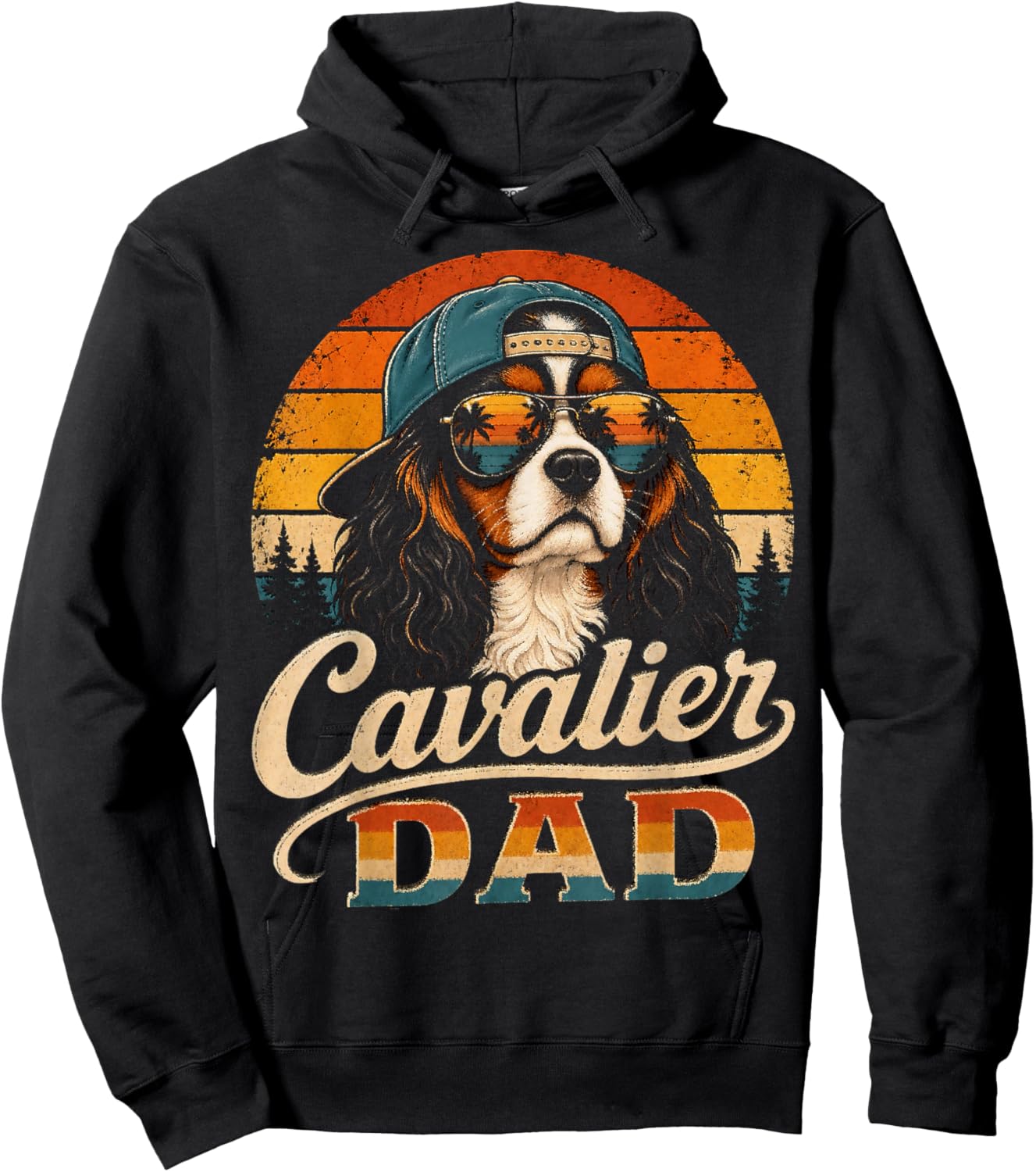 Cavalier Dad Vintage Cavalier King Charles Spaniel Dog Lover Hoodie - Hoodie | Black