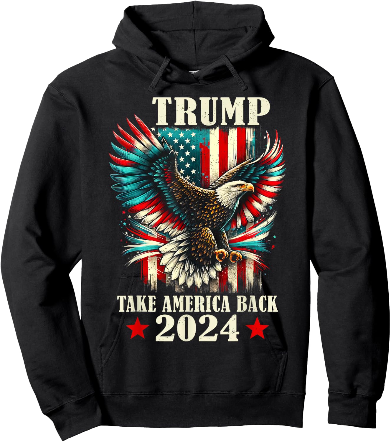 Patriotic Eagle USA Flag Trump 2024 Take America Back Hoodie - Hoodie | Black