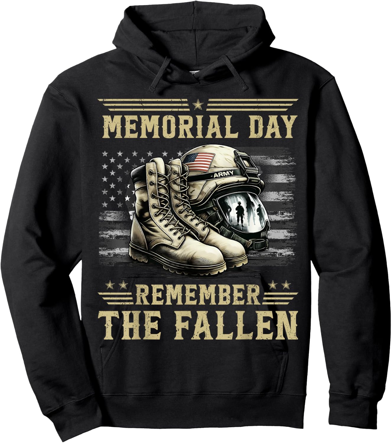 Memorial Day Remember The Fallen Veteran Military Camouflage Hoodie - Hoodie | Black