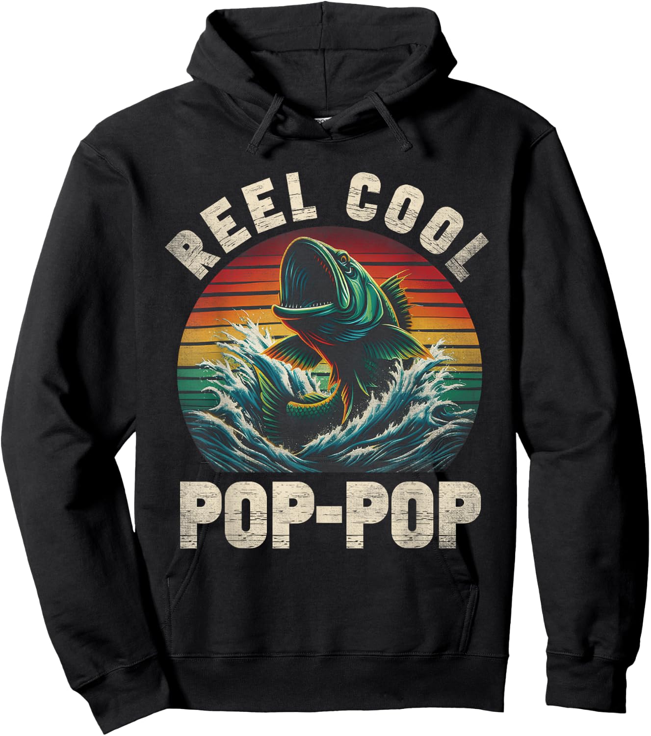 Reel Cool Pop Pop Fishing PopPop Father's Day Fisherman Fish Hoodie - Hoodie | Black
