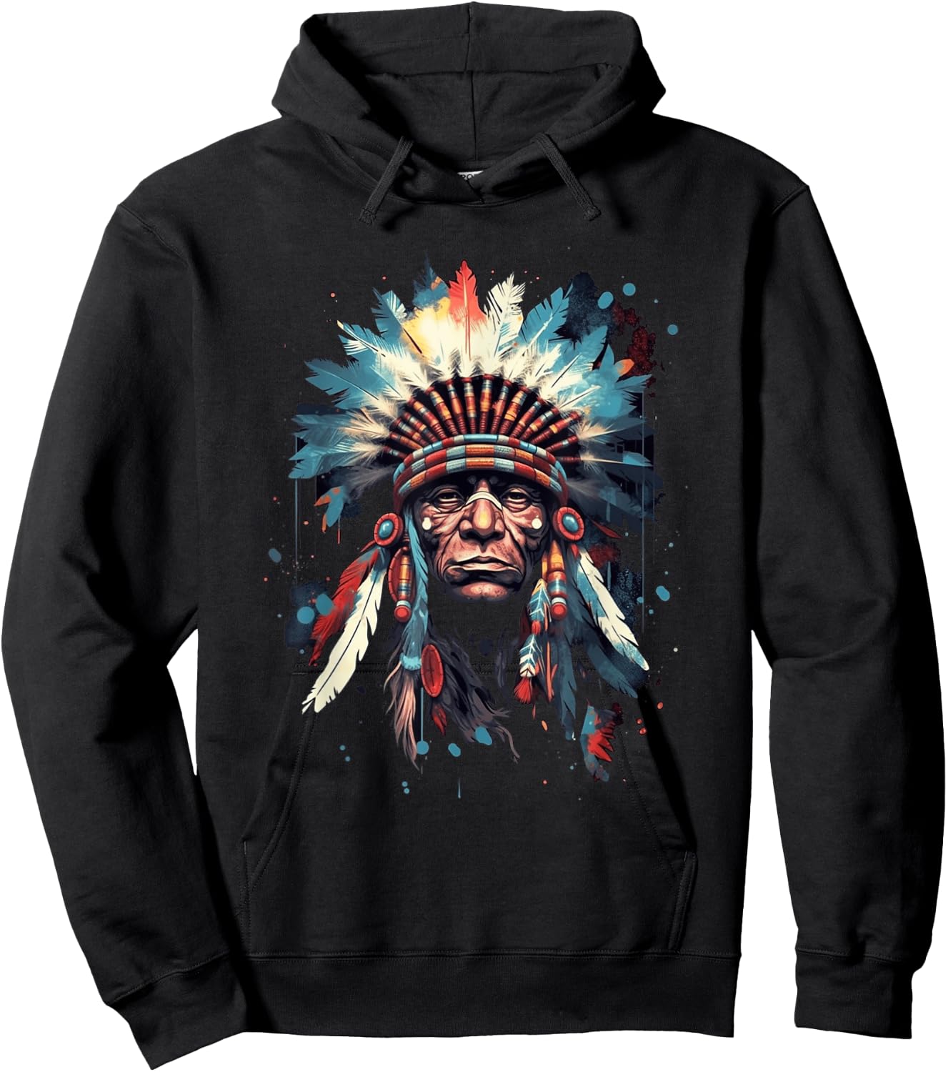 Native American Indian Headdress Traditional Art Men Women Hoodie - Hoodie | Black