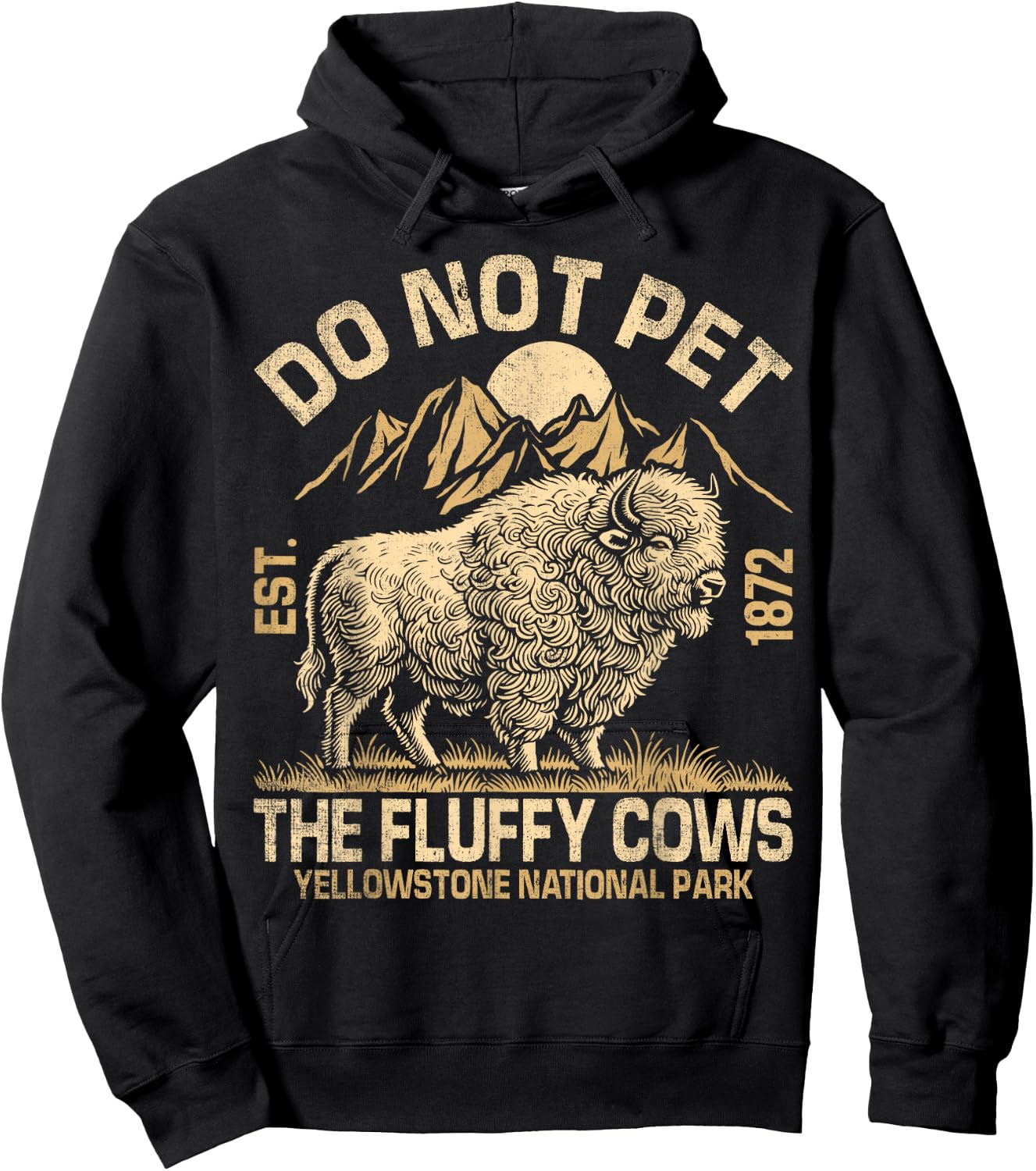 Vintage Do Not Pet The Fluffy Cows American Bison Hoodie - Hoodie | Black