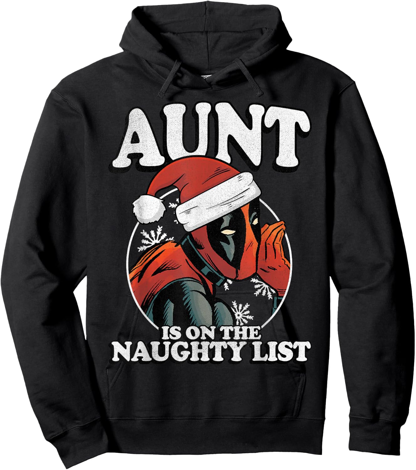 Marvel Deadpool Aunt On The Naughty List Hoodie - Hoodie | Black