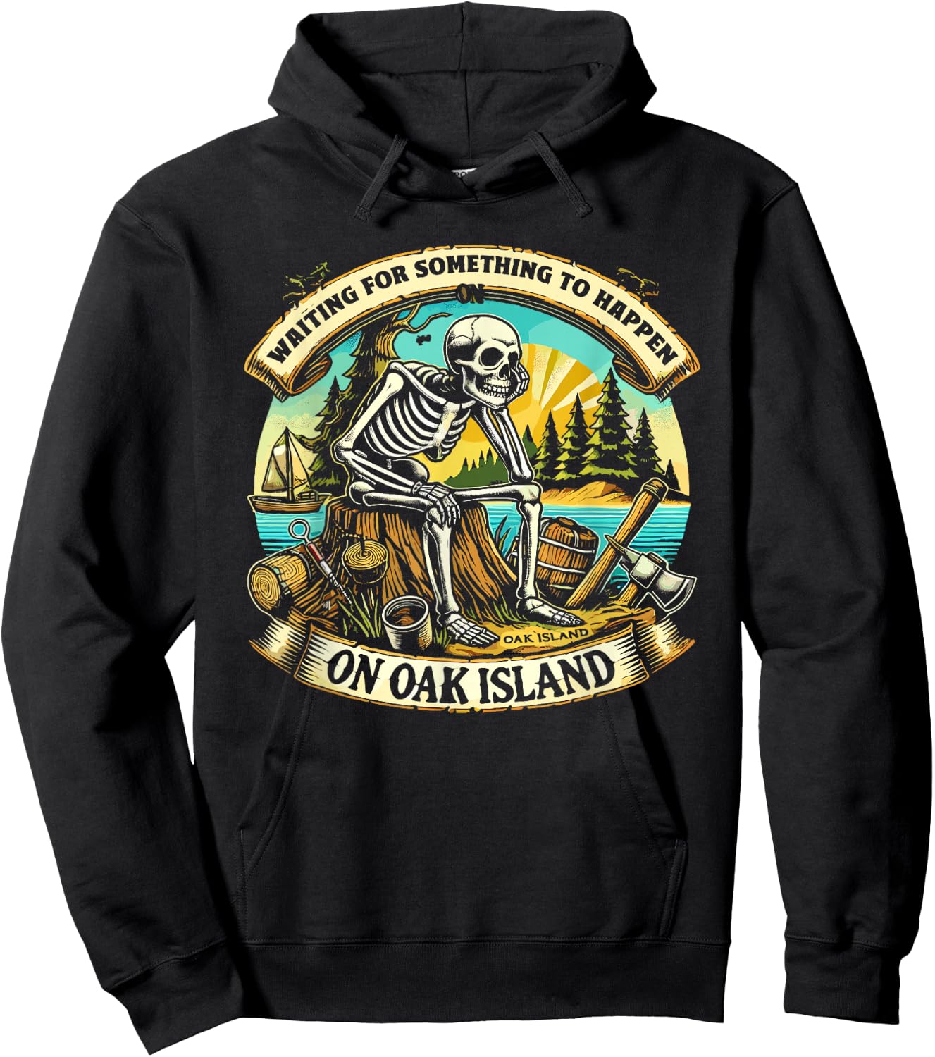 Skeleton Oak Island Mystery Treasure Hunting Treasure Hunter Hoodie - Hoodie | Black