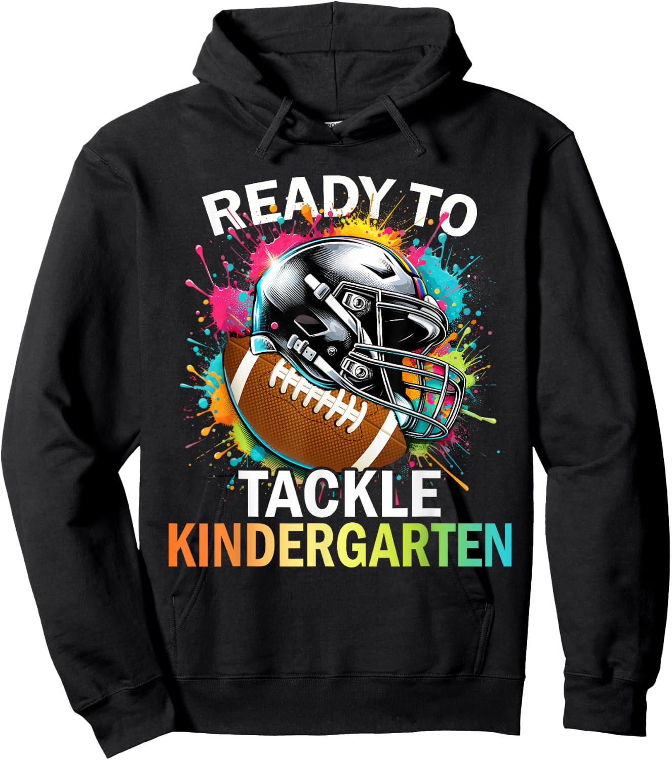 Ready To Tackle Kindergarten Back To School Football Hoodie - Hoodie | Black