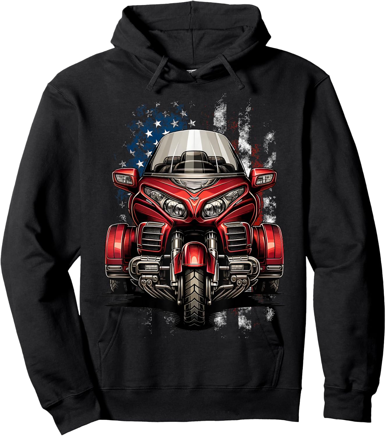 Motorcycle Trike American Patriotic MotorTrike US Flag Trike Hoodie - Hoodie | Black