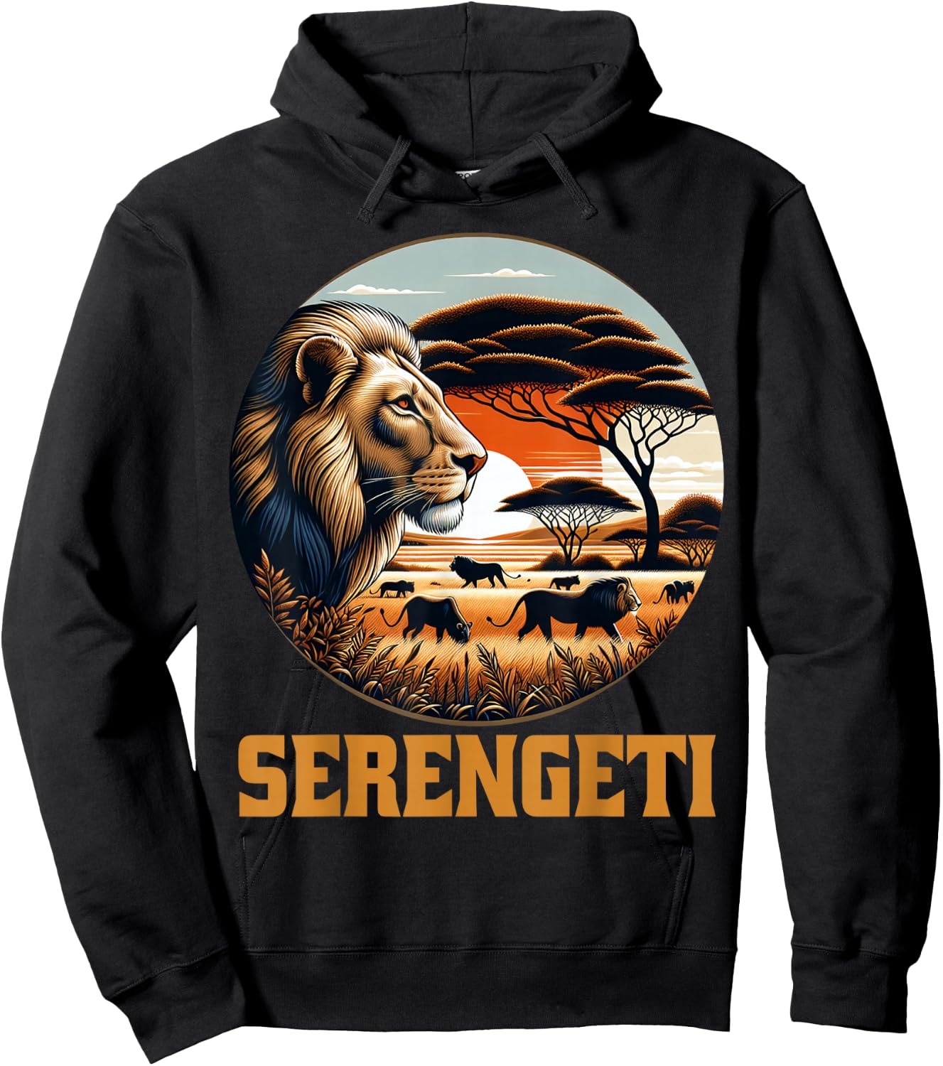 Serengeti National Park African Lion Safari Tanzania Hoodie - Hoodie | Black
