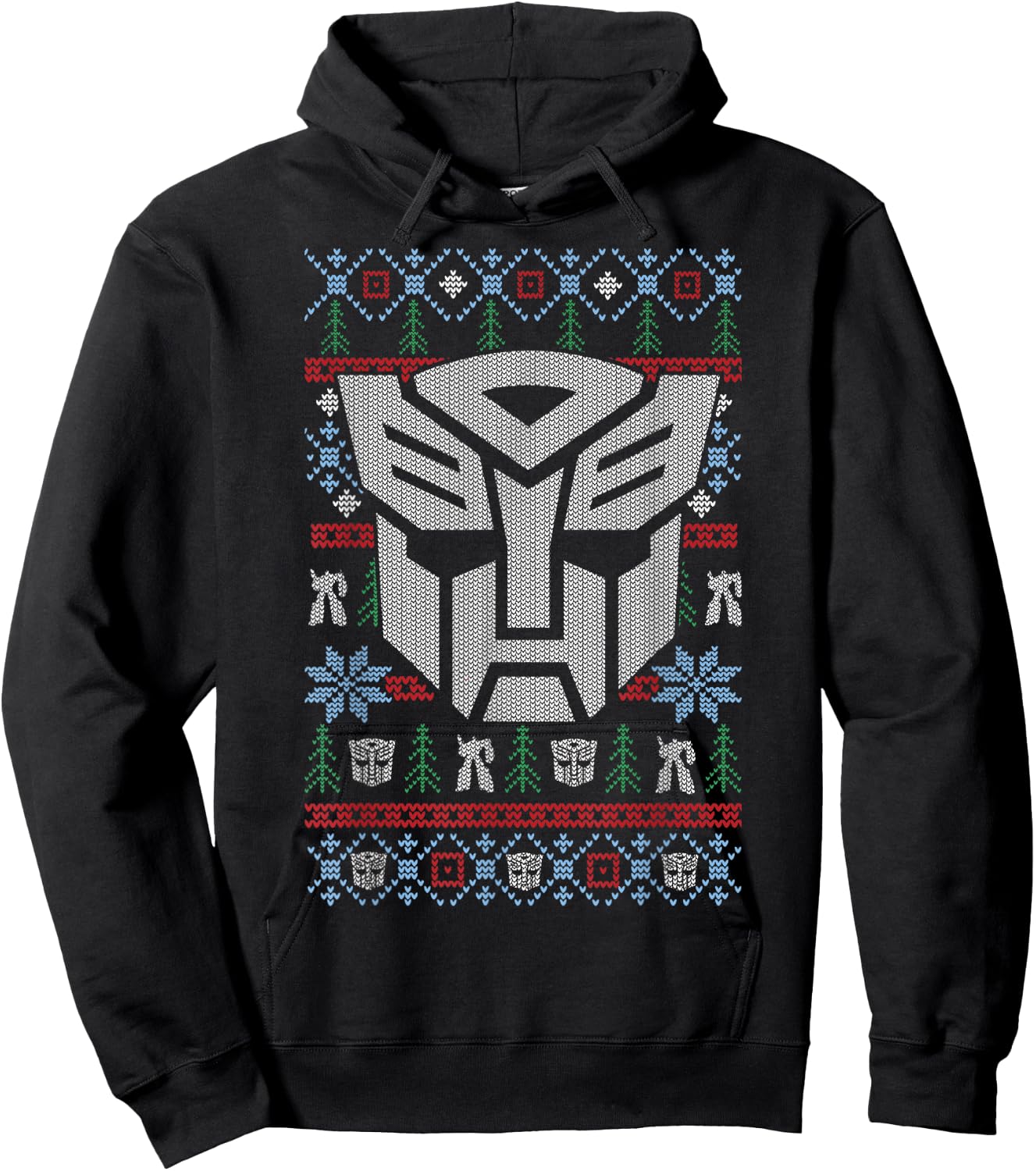 Transformers Christmas Autobots Retro Ugly Sweater Style Hoodie - Hoodie | Black