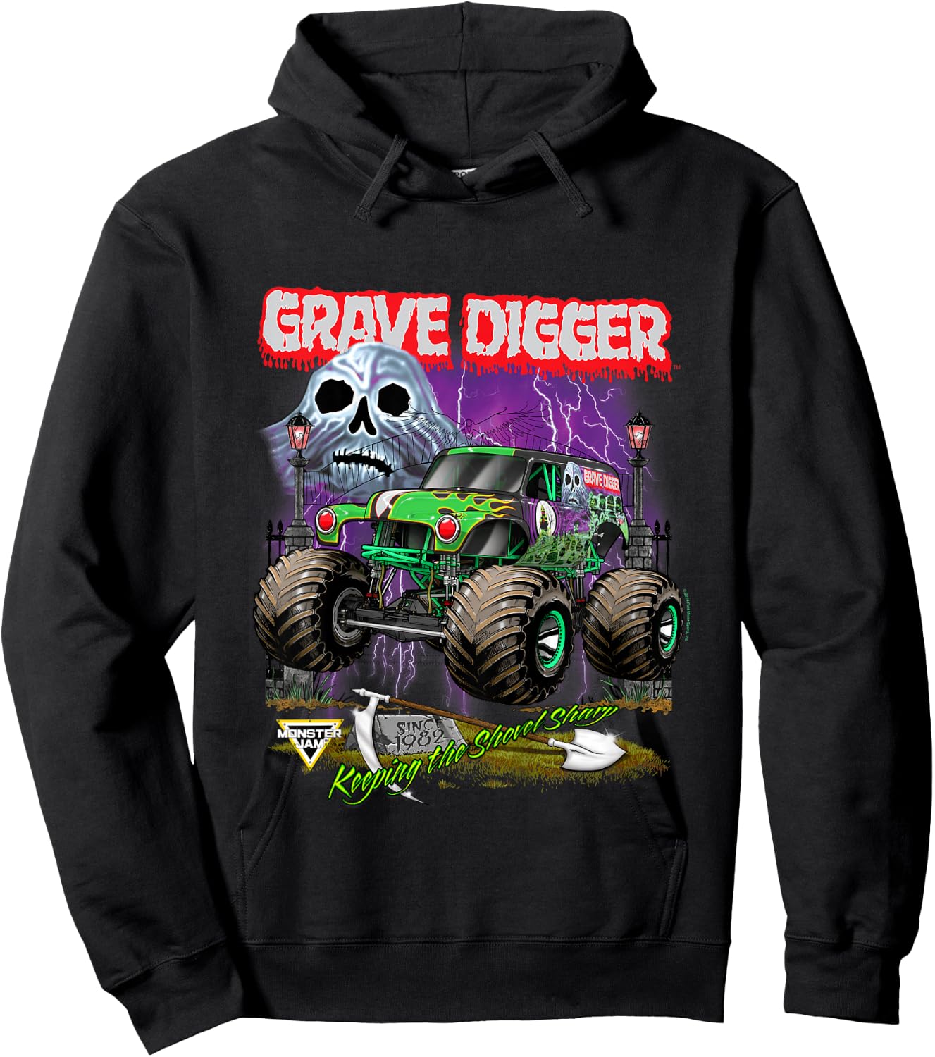 Monster Jam Grave Digger Shovel Sharp Hoodie - Hoodie | Black