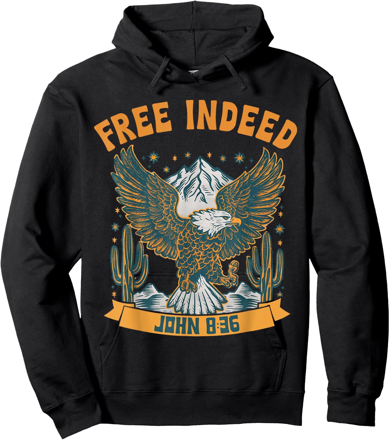 Vintage Free Indeed John 8:36 Christian Eagle Bible Prayer Hoodie - Hoodie | Black