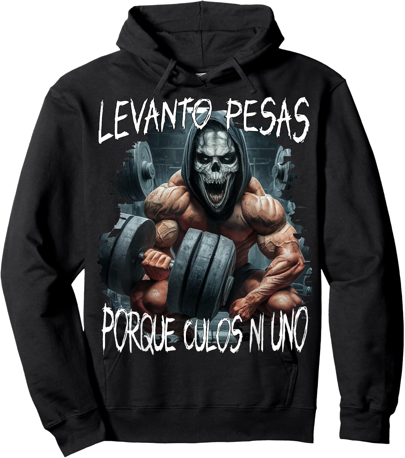 Levanto pesas porque culos ni uno - calacas chidas gym Hoodie - Hoodie | Black