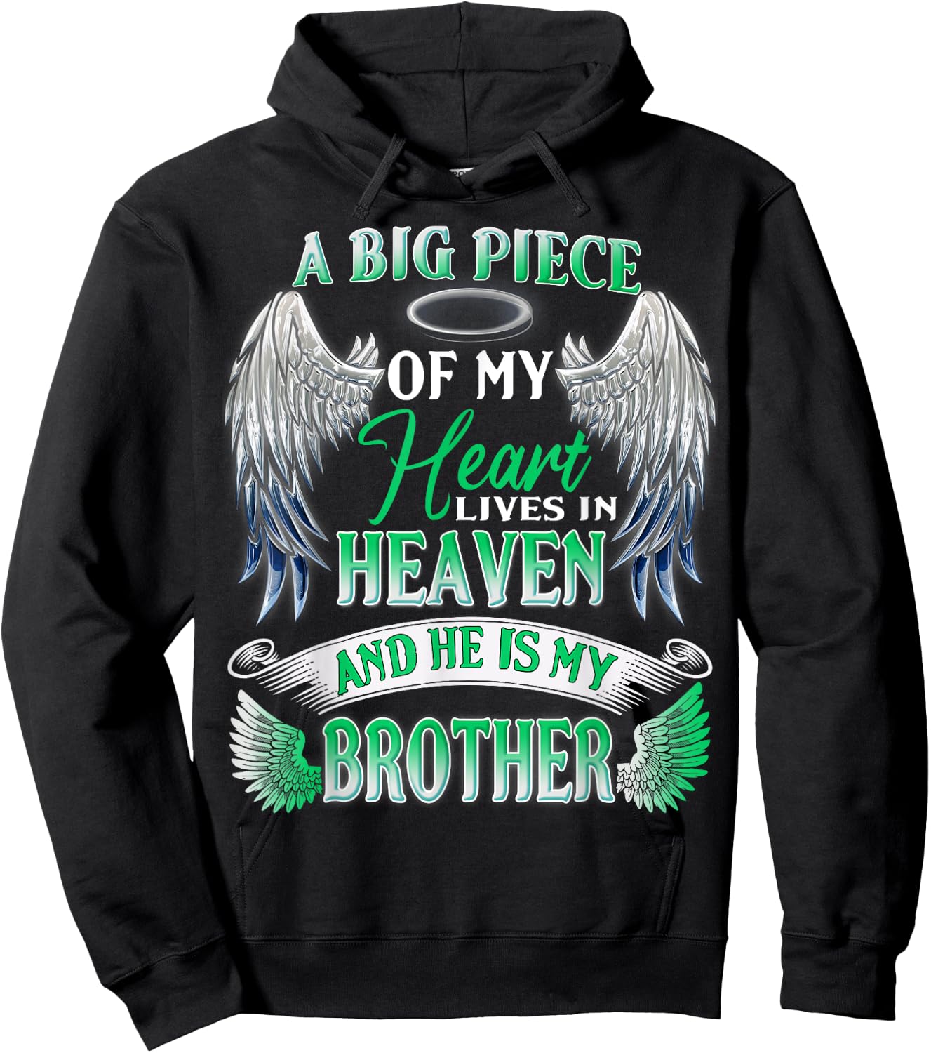 My Heart Lives In Heaven He Is My Brother Memorial Sympathy Hoodie - Hoodie | Black