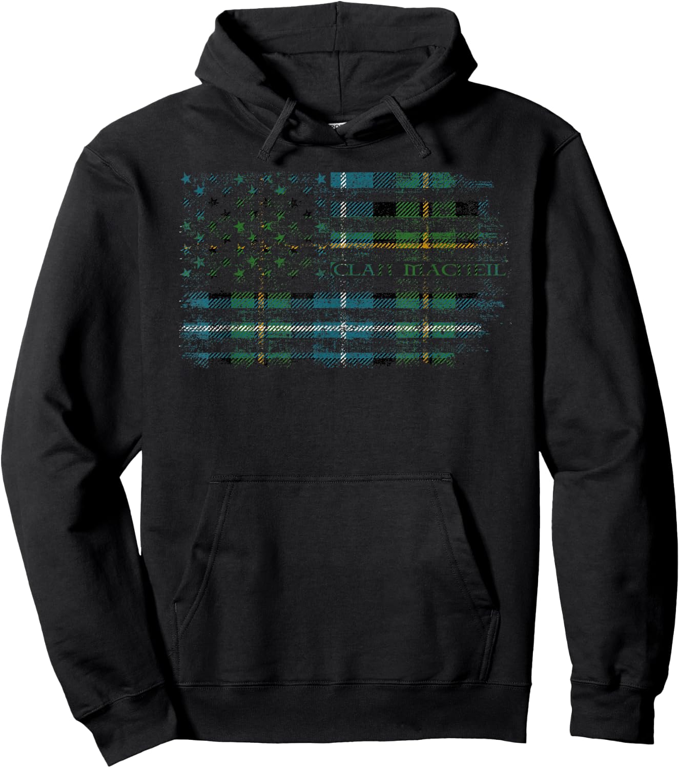 Clan MacNeil of Barra Scottish tartan US flag kilt Scotland Hoodie - Hoodie | Black