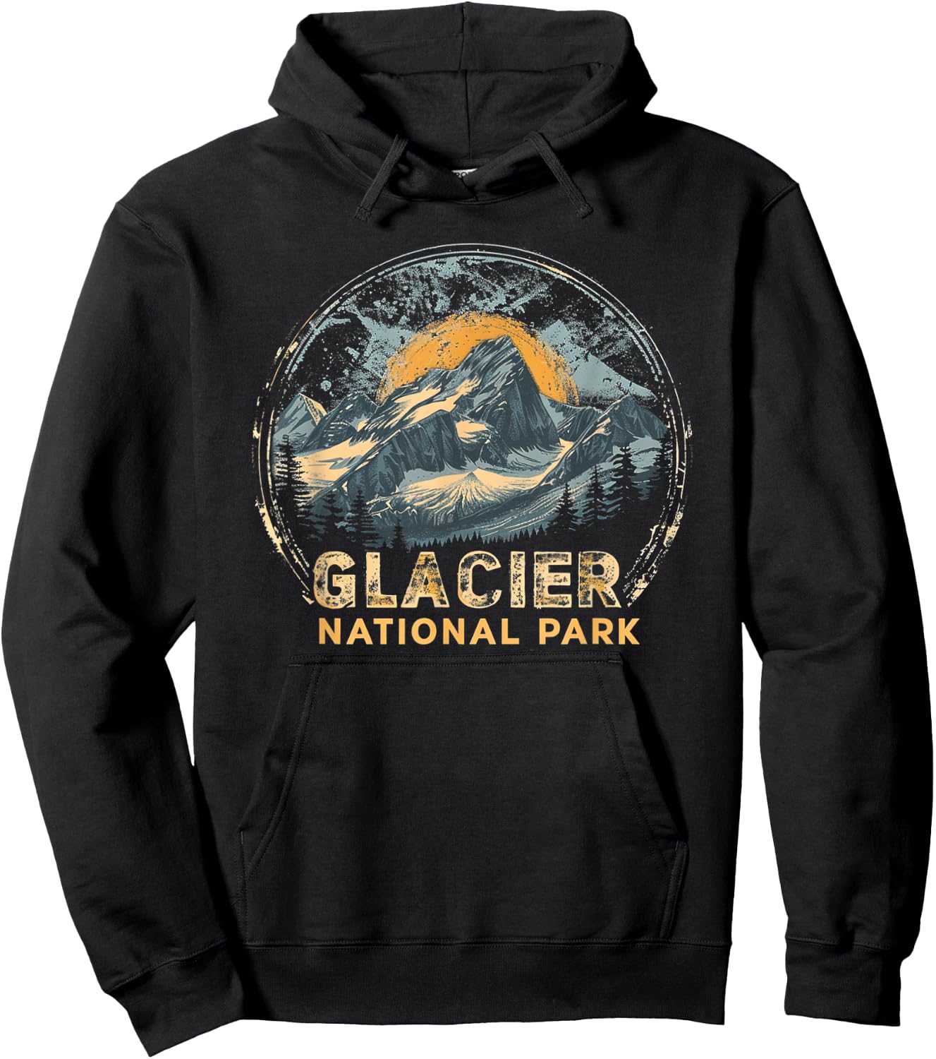 Glacier - US National Park Vintage Men Women Kids Retro Hoodie - Hoodie | Black