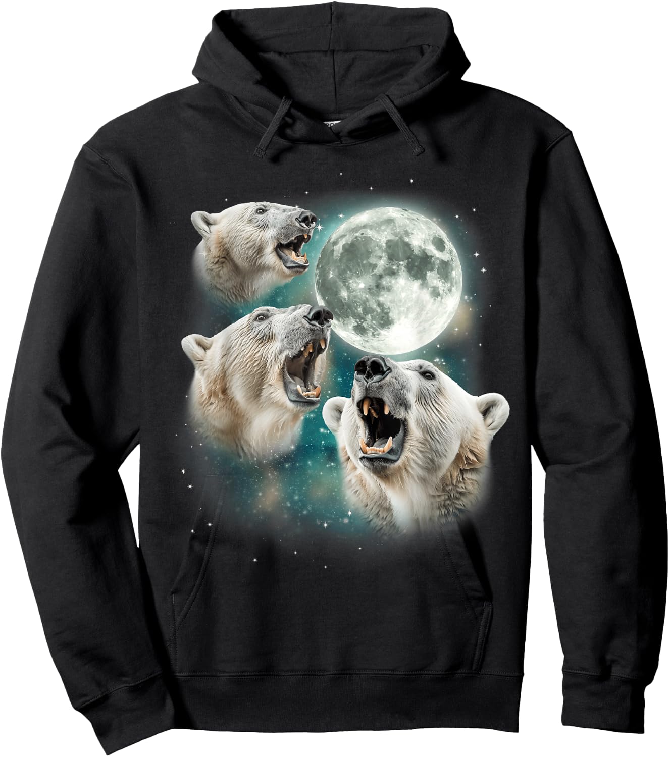 3 Snow Bear Moon | Funny Arctic Wildlife Howling Parody Hoodie - Hoodie | Black