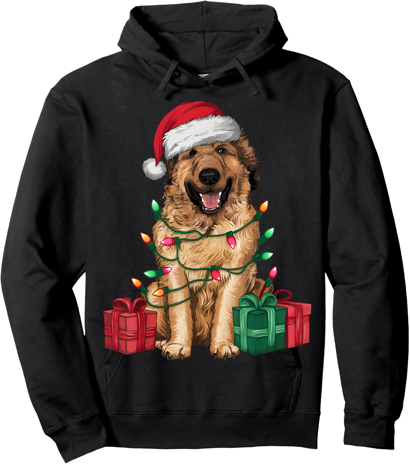 Xmas Lighting Santa Hat Anatolian Shepherd Dog Christmas Women Kids Hoodie - Hoodie | Black
