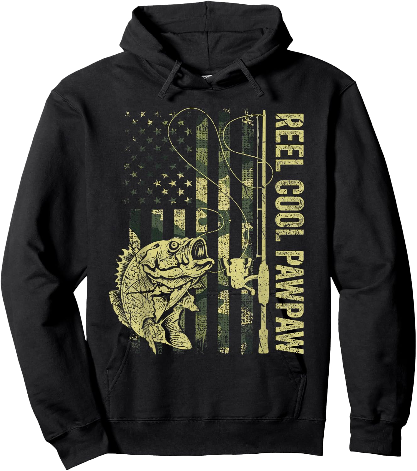 Reel Cool Pawpaw Camouflage American Flag Father's Day Gift Hoodie - Hoodie | Black
