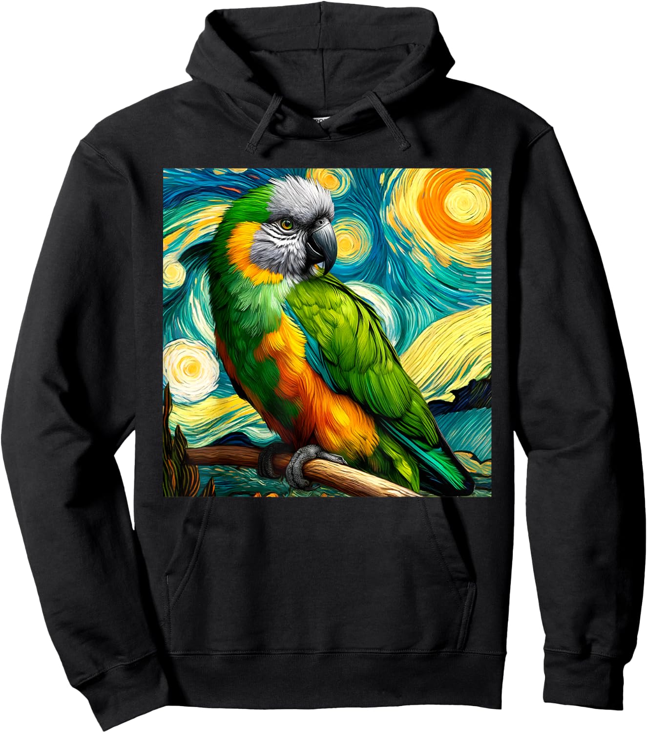Senegal Parrot Owner Bird Breeder Starry Night Van Gogh Art Hoodie - Hoodie | Black