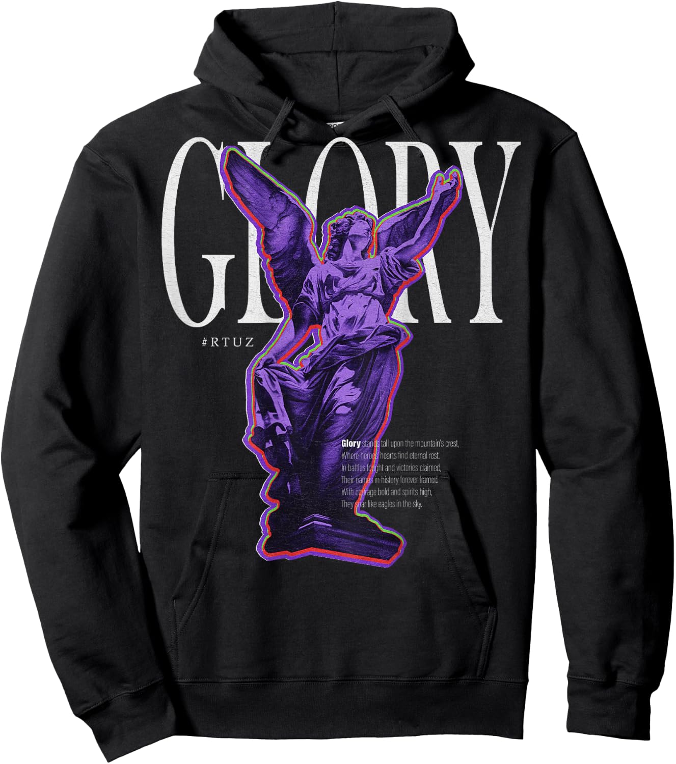 Modern hip hop vintage Angel urban back print streetwear , Small Hoodie - Hoodie | Black