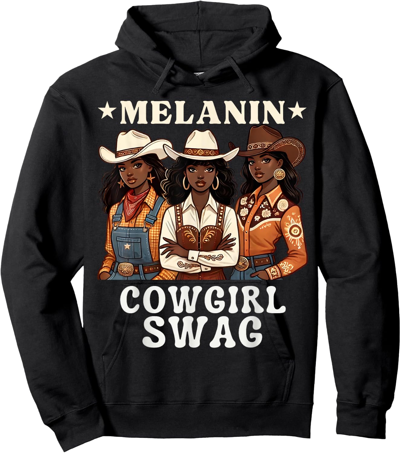 Melanin Cowgirl Swag Christian Black Cowgirl Western Texas Hoodie - Hoodie | Black