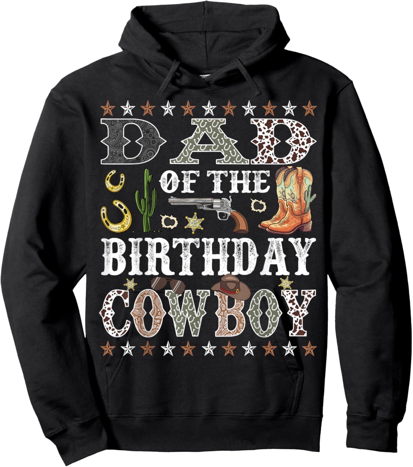 Dad Of The Birthday Cowboy Rodeo Dad Hoodie - Hoodie | Black