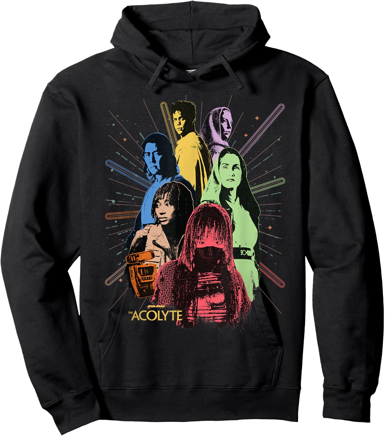 Star Wars The Acolyte Disney+ Retro Colour Block Characters Hoodie - Hoodie | Black