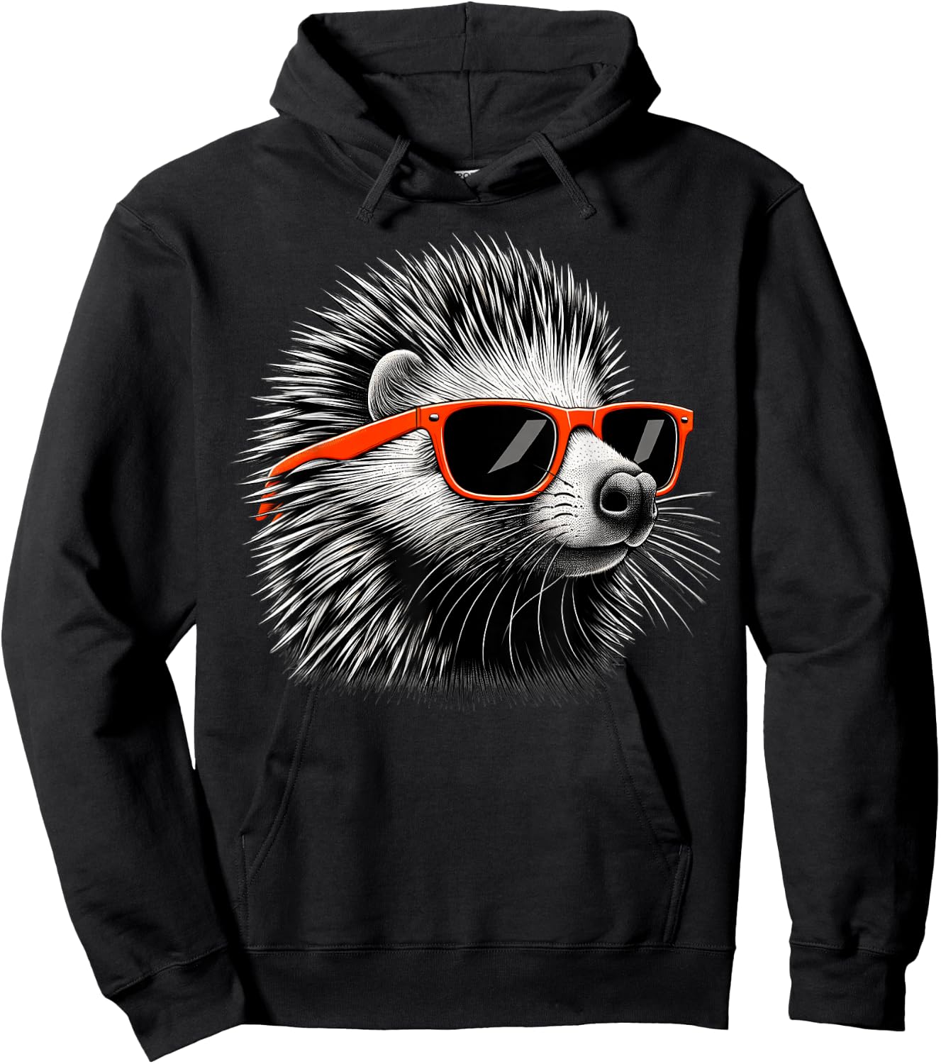 Cool Porcupine Wearing Sunglasses Graphic Art Hoodie - Hoodie | Black