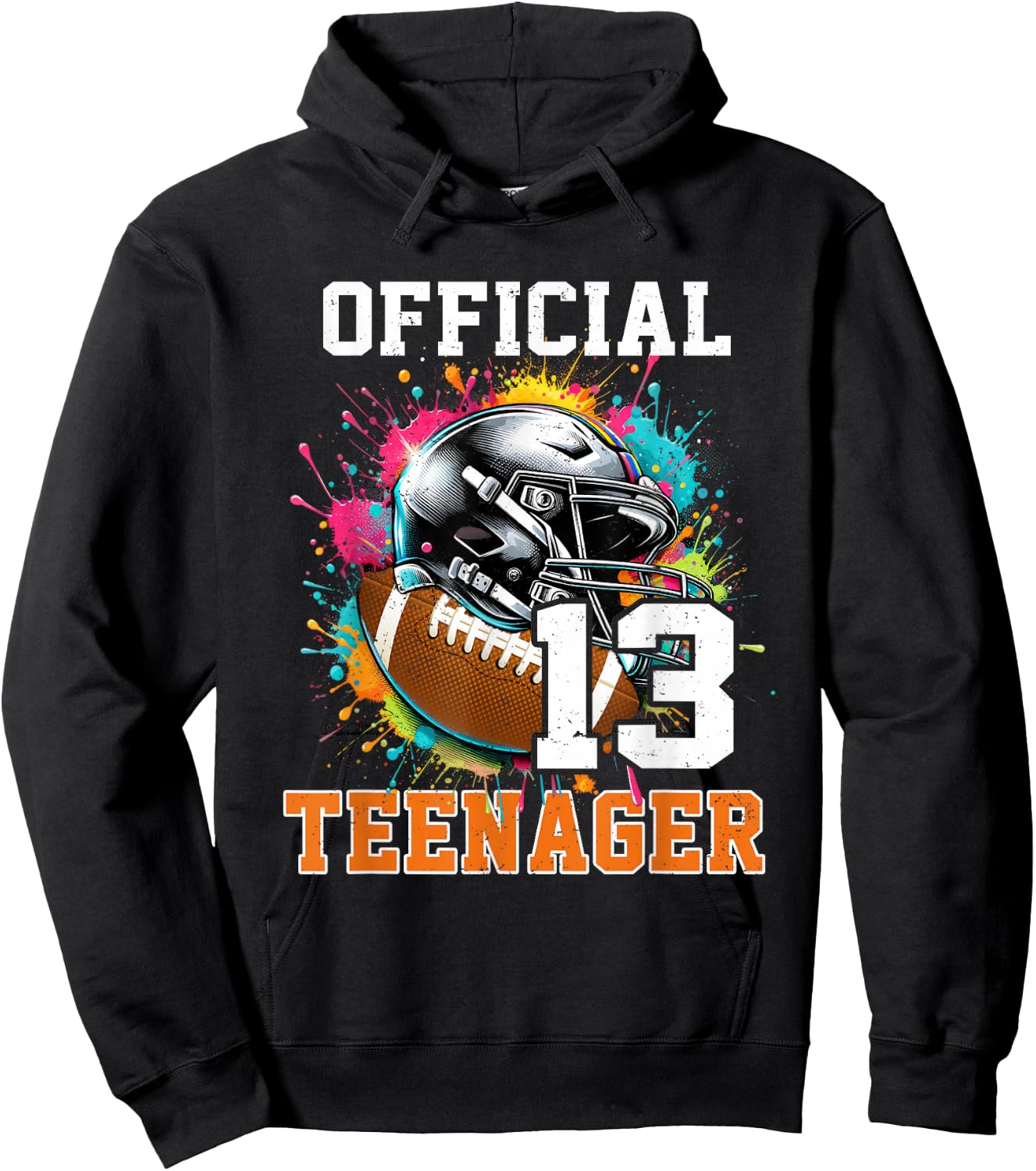 Official Teenager 13th Birthday Football 13 Years Old Hoodie - Hoodie | Black