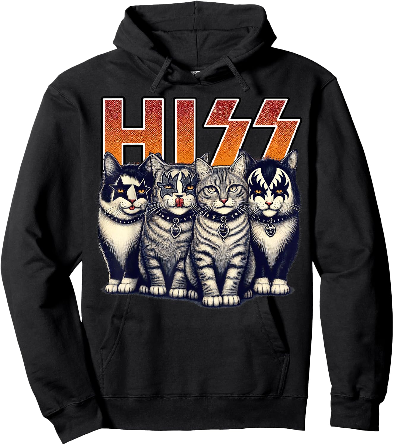 Hiss Funny Cats Kittens Rock Rockin Birthday Gifts Idea Hoodie - Hoodie | Black