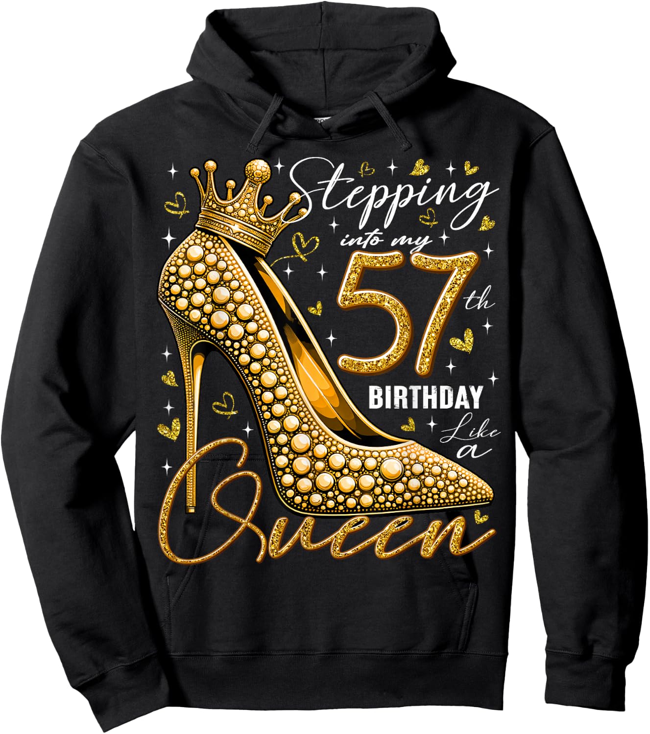 57 Year Old Gifts High Heels Stepping Into My 57th Birthday Hoodie - Hoodie | Black