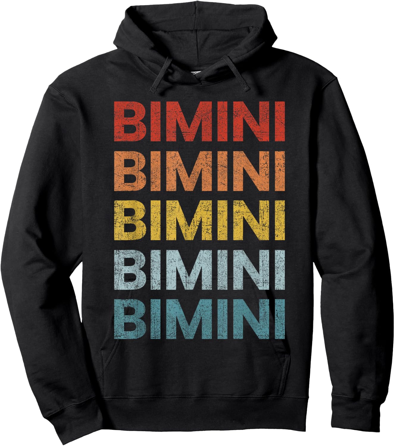 Bimini Bahamas Retro Throwback Letter Boys Girls Souvenir Hoodie - Hoodie | Black
